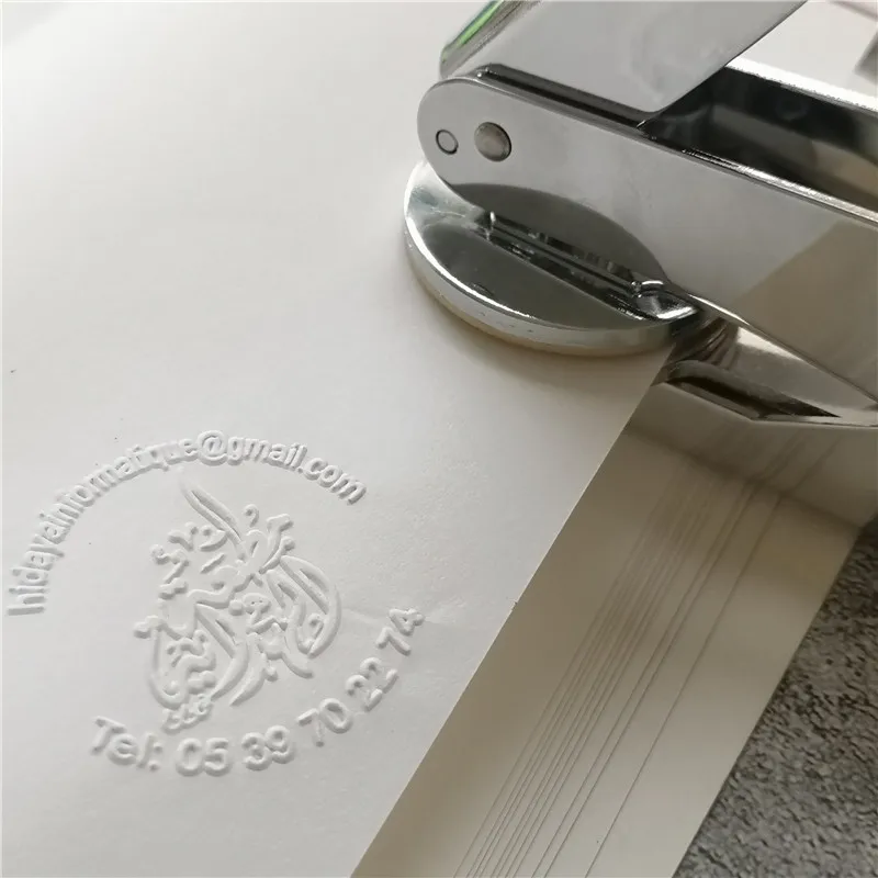 New Design Your Own Custom Picture Logo Letter Arabic language Personalized Embosser Stamp for wedding name date initials