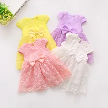 Летние платья для маленьких девочек; кружевное платье принцессы для малышей; платье для дня рождения; Одежда для новорожденных; цвет розовый, фиолетовый, желтый; От 1 до 3 лет