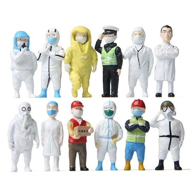 12 Styles Mini Doctor Nurse Police Worker Courier People Figurine DIY Craft PVC Sand Table Garden Decoration Miniature Gifts