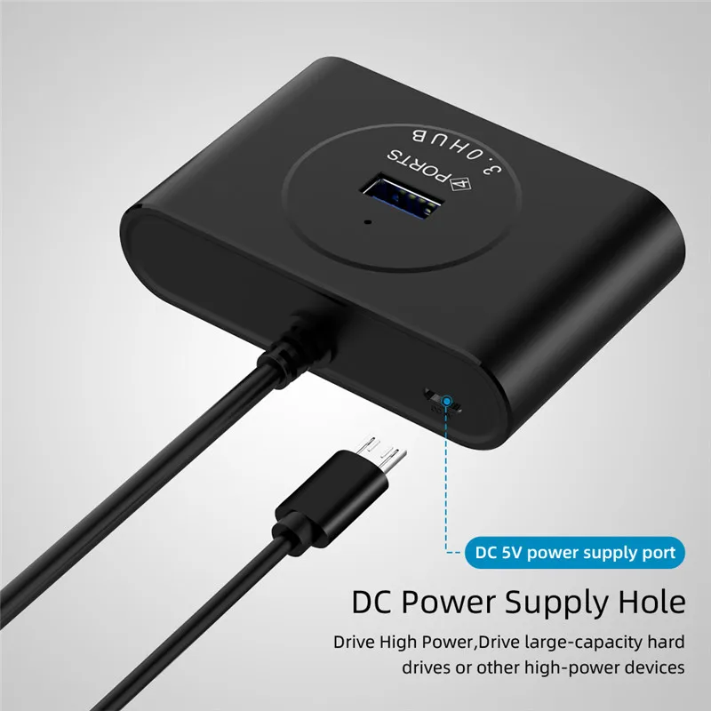 50cm High Speed 4 Ports USB 3.0 HUB With Power Supply USB3.0 Splitter OTG Adapter for iMac Laptop Desktop Computer Accessories