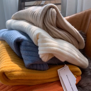 

O-neck Knitted Sweater Women White Loose Pullover Sweater Mujer Cotton Maxi Winter Oversize Sweater Pull Femme Hiver 2019