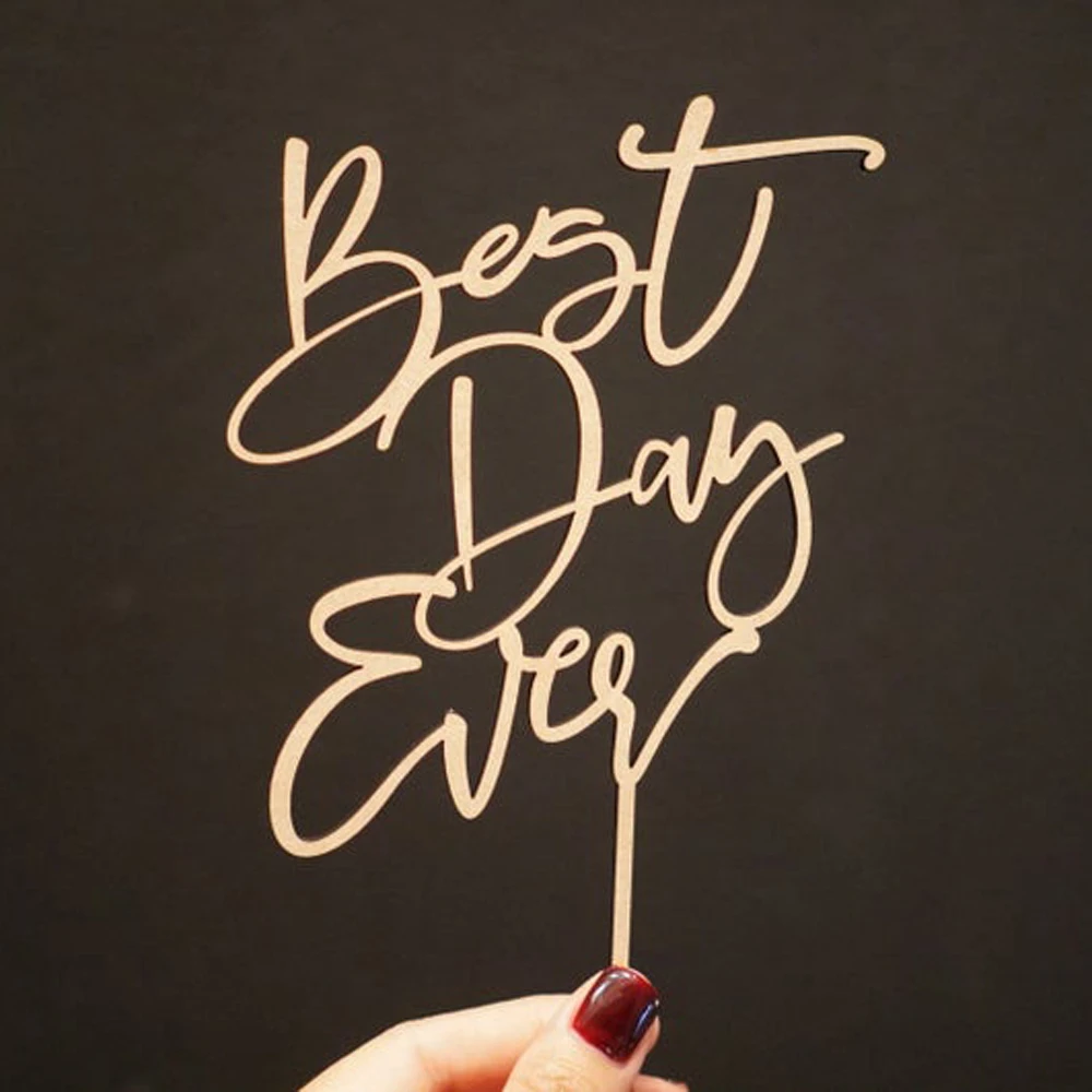 Best Day Ever Wedding Cake Topper  Wedding Cake Topper  Bridal Shower Best Day Ever Engagement Modern Cake Topper