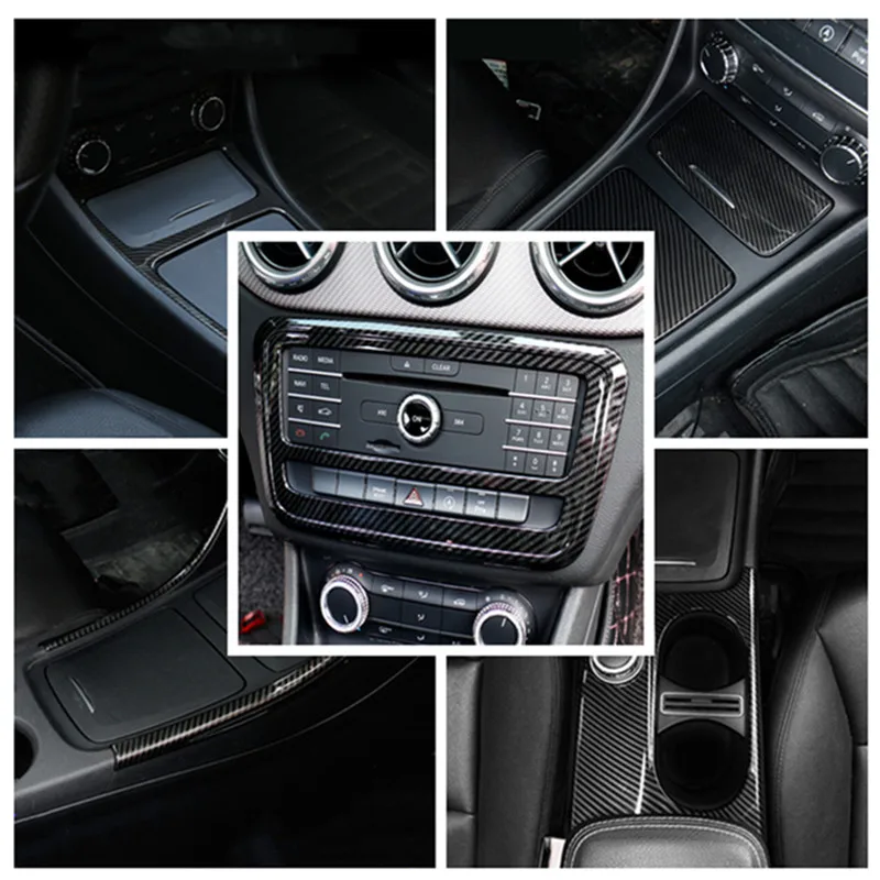 

Углеродное волокно стиль центральная консоль внутренняя рамка декоративная Накладка для Mercedes Benz CLA C117 GLA X156 A Class 2013-2018 ABS