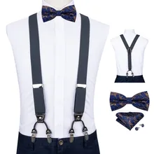 Мужские синие подтяжки с галстуком-бабочкой, деловые Свадебные y-образные регулируемые эластичные подтяжки, винтажные мужские ремни, ремни DiBanGu