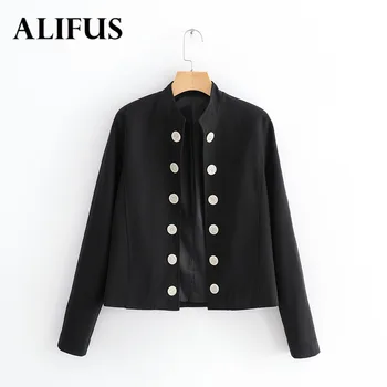 

Fashion Za Autumn Warm Casual Style Jacket Solid Open Stitch Button Casual Silm Short Coat Women Solid Womens Jakets Coat