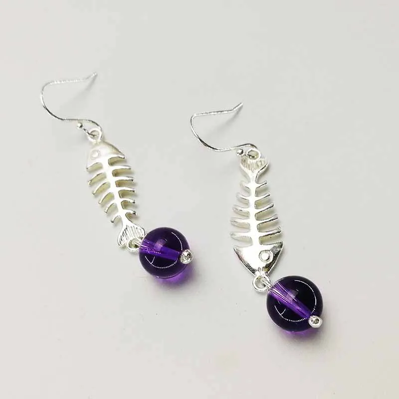 

925 Sterling Silver Natural Amethyst Earrings Personality Cute Solid Silver Earrings Fine Jewelry For Women Not Allergic