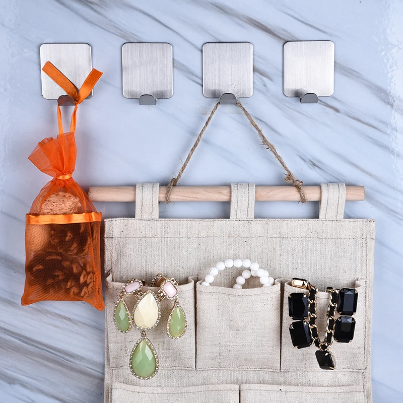 Stainless Steel Self Adhesive Wall Hook Wall Mount Coat Towel Robe Hanger Rack
