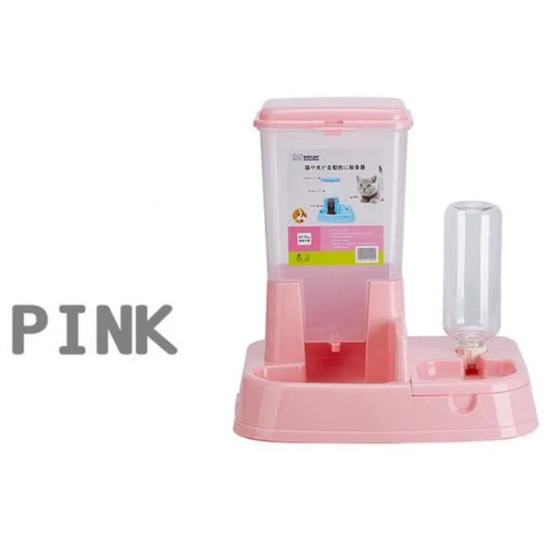 Pink ПЭТ автоматическая подача двойной миски питьевой воды большой емкости дозатор аксессуары для кошки, собаки - Цвет: Pink