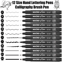 12 größe Hand Schriftzug Stifte Neelde Zeichnung Linie Kalligraphie Stift Wasserdichte Pigment Skizze Marker Stift Für Design Kunst Supplie