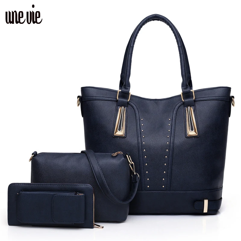 

UNEVIE 3Pcs/Set Bags For Women Handbag 2019 PU Leather Shoulder Bags Casual Tote Handle Designer Bag Composite Messenger Bag