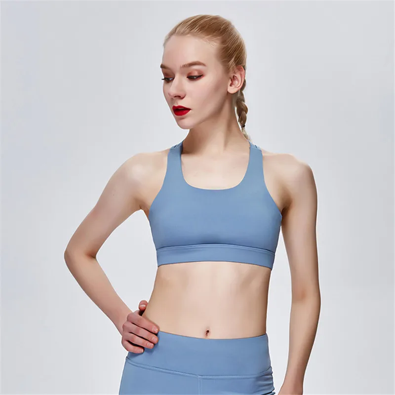 Blue Sexy бюстгальтер для йоги Для женщин занятия в тренажёрном зале Бег Фитнес Спортивный бюстгальтер спортивный бюстгальтер-топ спортивный бюстгальтер Femme Sujetador Депортиво Mujer - Цвет: Blue