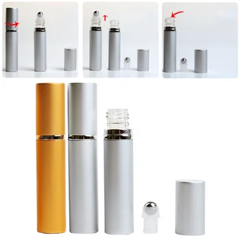 

8ml Refillable Roller Ball Mini Essential Oil Perfume Bottle Mist Container Travel Refillable Bottle With Alumite Shell TSLM1