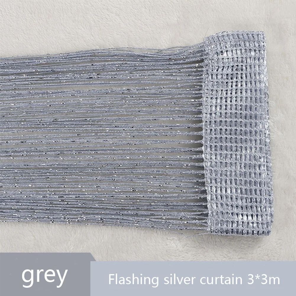 Струнная занавеска блестящая кисточка линия занавес s оконная дверь делитель драпировка Декор для гостиной подзор - Цвет: Shiny grey-3x3