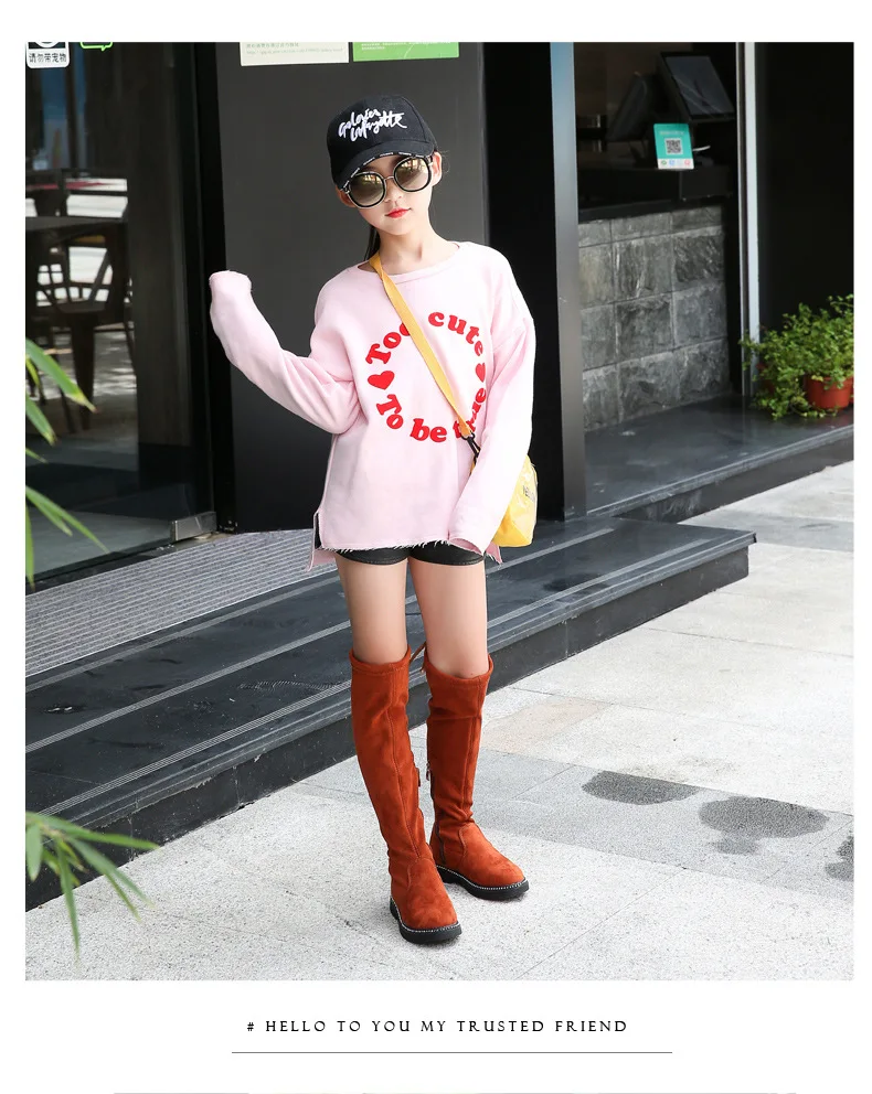 Girls Boots Children Autumn Winter Over Knee Boots Big Girls Fashion Martin Princess Plus Velvet Boots