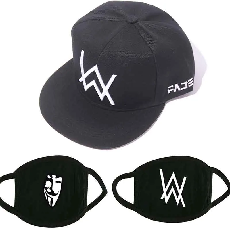 

DJ Alan Walker Cosplay Costumes Hats Adjustable Black Cap With Gift Mask Boy girl gift
