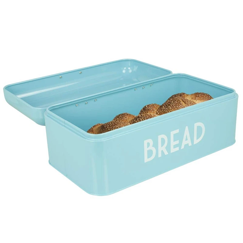 

Retro Bread Box for Kitchen Counter, Bread Bin Storage Container for Loaves, Pastries and More, Vintage Inspired Design, Turqu