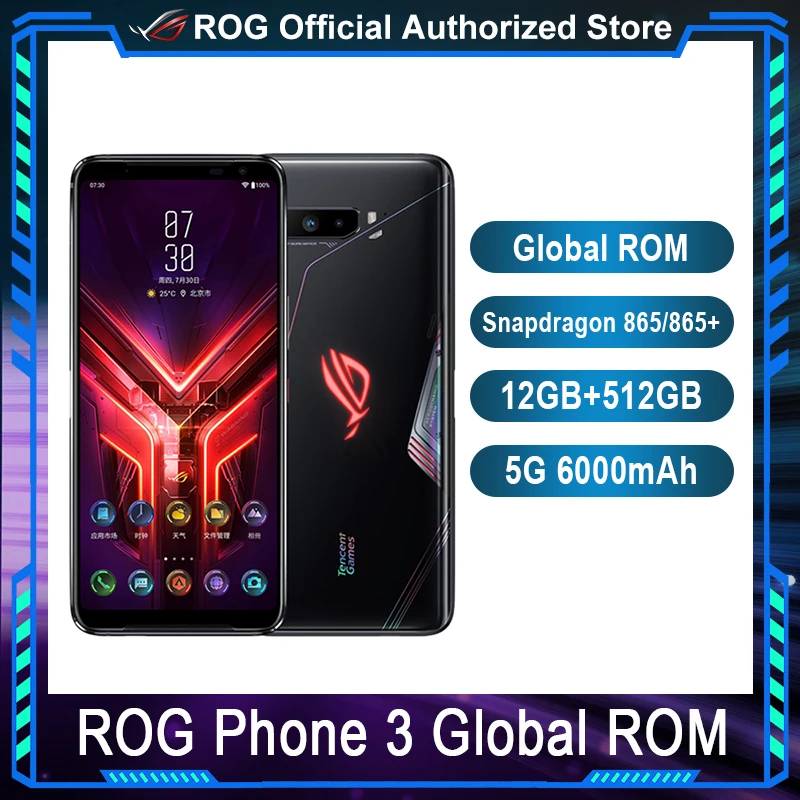 Официальный Оригинал ASUS ROG Phone 3 глобальной Встроенная память 512 ГБ Snapdragon 865/865 + 144