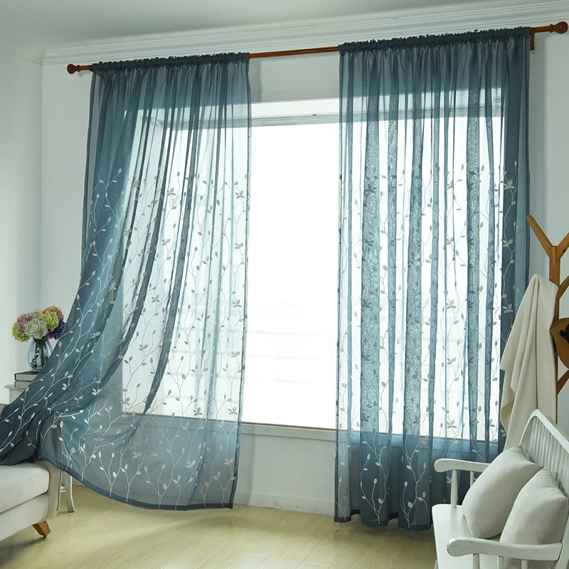 Вышитые тюлевые оконные шторы для гостиной, спальни, кухни, современные цветочные отвесные шторы для окон, ткань