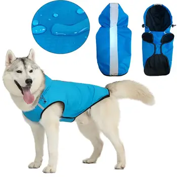 

Hooded Puppy Outdoor Raincoat Waterproof Safety Mesh Labrador PU Reflective Dog Clothes Breathable Big Pet Cat Two Feet Jacket