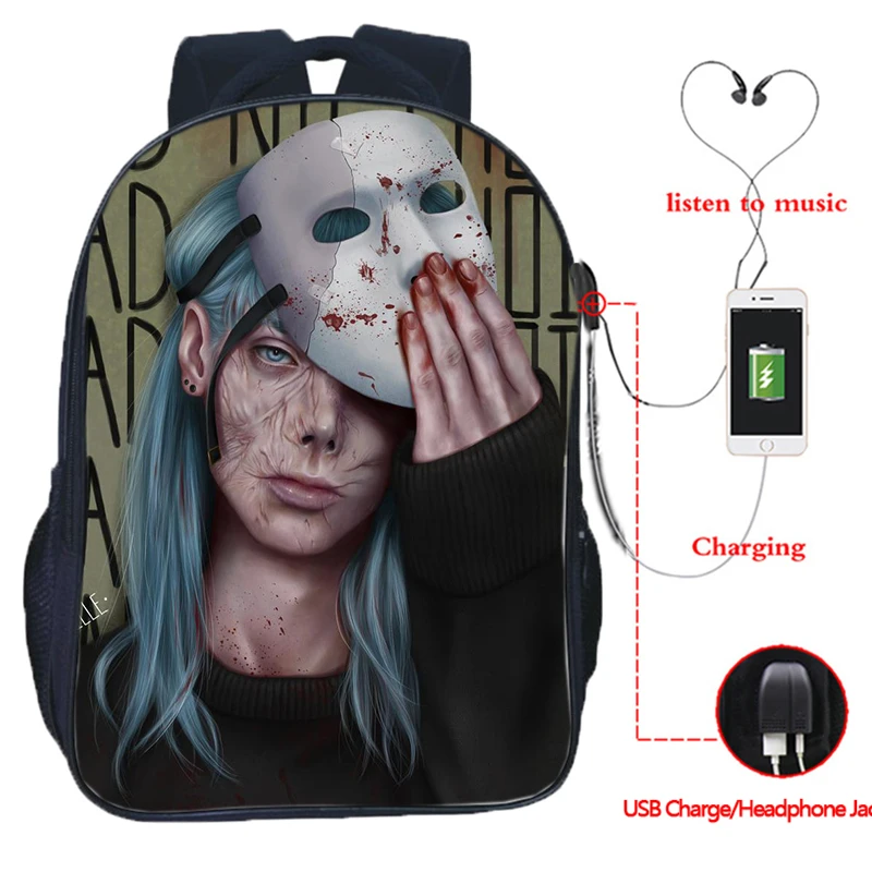 Sally Face USB многофункциональная сумка молодежный рюкзак для ноутбука хип-хоп повседневный рюкзак для путешествий 16 дюймов