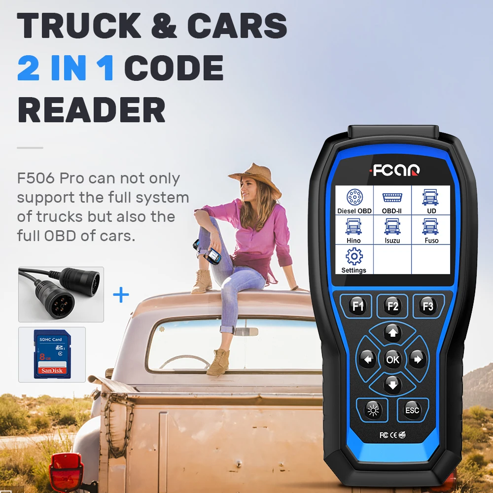 Профессиональный сканер Obd2 для тяжелых грузовиков Автомобильный FCAR F506 Pro DPF
