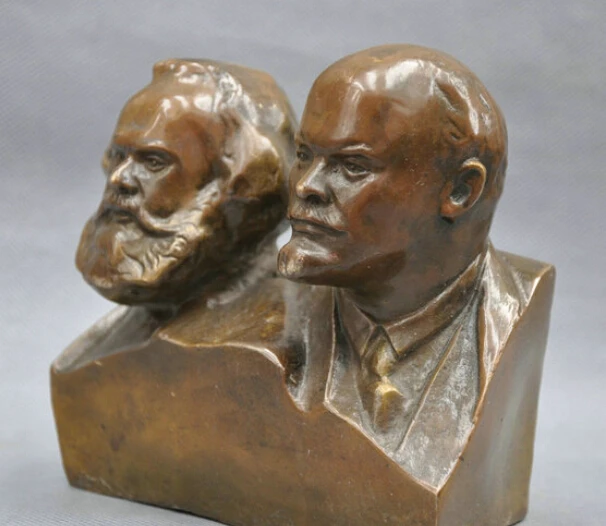 6 ''большой коммунистический Маркс и Ленин Бюст Бронзовая статуя R0712