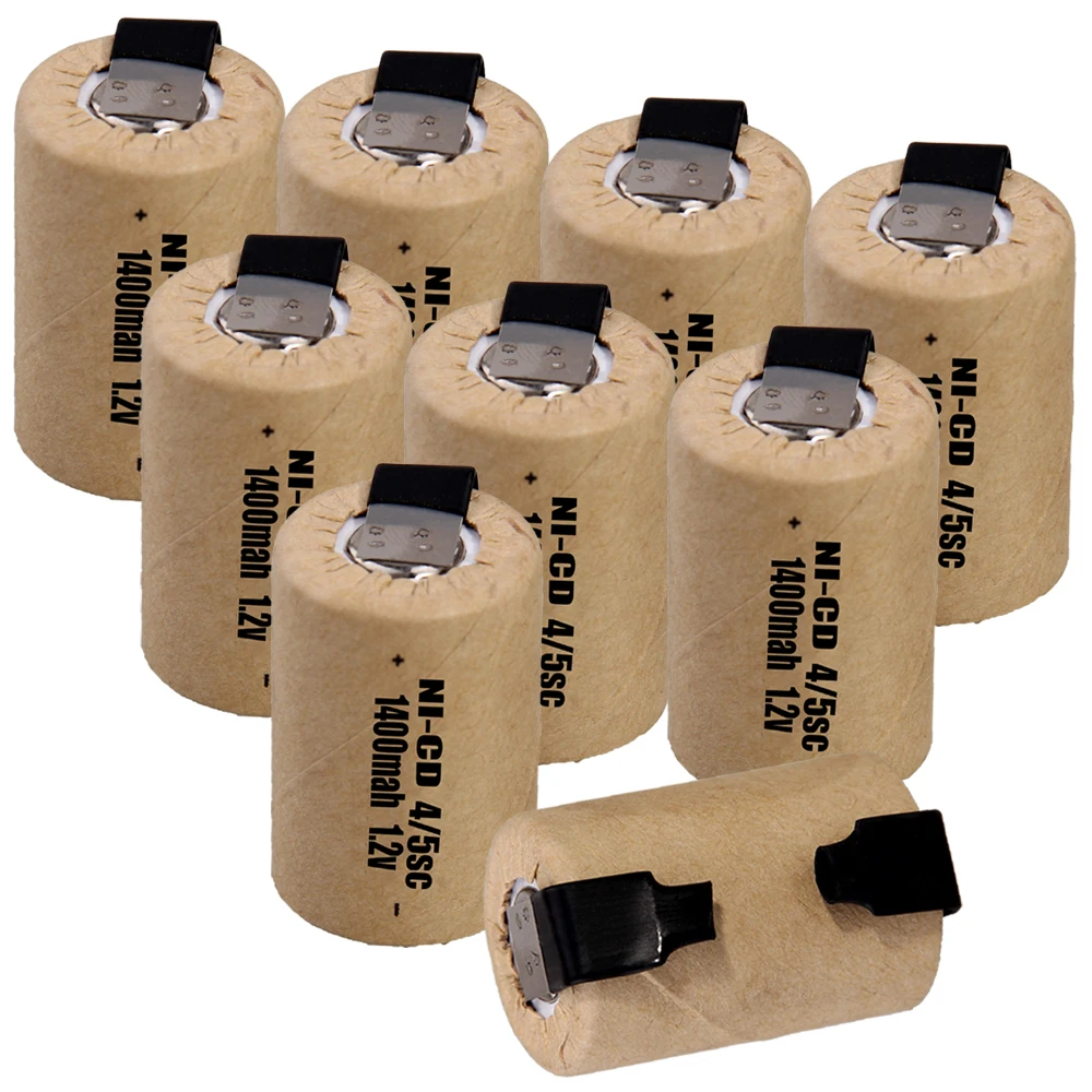 9 шт 4/5SC батареи 1,2 V батареи для электроинструментов 1400mah nicd 3,3 cm* 2,2 cm цвет случайный