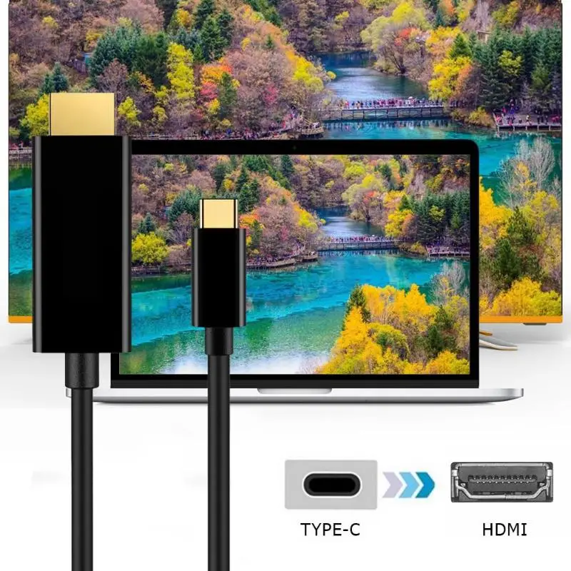 1,8 m USB 3,1 type-C к HDMI кабель 1080P HD дисплей адаптер для проектора Луженая Медь OD4.0MM 24AWG для Macbook hp компьютера