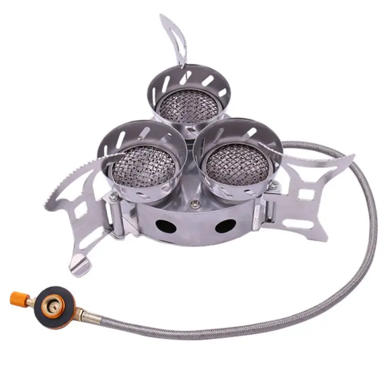  11000W Gas Burner High Power Camping Stove Windproof Three Core Head Gas Stove Camping Oven Outdoor