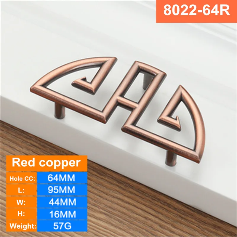 Red Copper 64mm Ящики цинковые ручки из сплава для кухонной мебели ручки для спальни старинный Бронзовый Шкаф ручки китайские полукруглые ручки - Цвет: Red Copper 64mm
