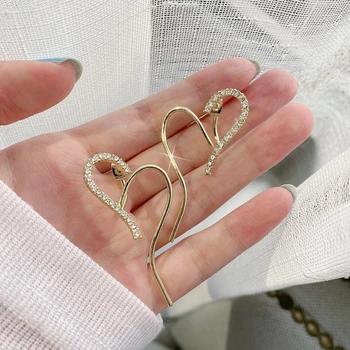 

Fashion Geometry Heart After Hanging Earrings Vintage Hyperbole Crystal Stud Earrings Women Wedding Banquet Accessories