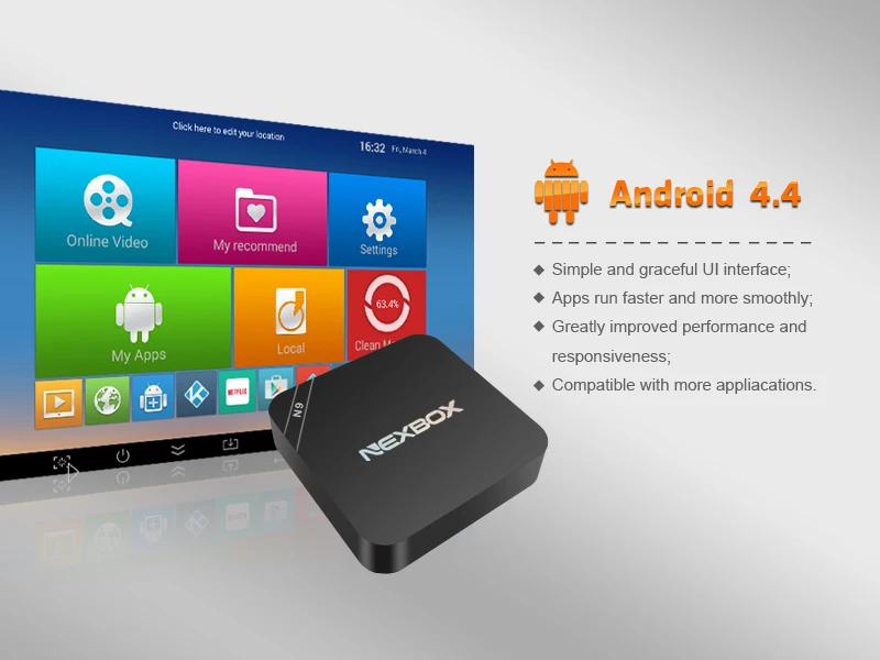 NEXBOX-N9 Rockchip RK3229 Android tv Box 4K* 2K супер HD видео 1 ГБ 8 ГБ Google Play Store Youtube телеприставка мышь/клавиатура
