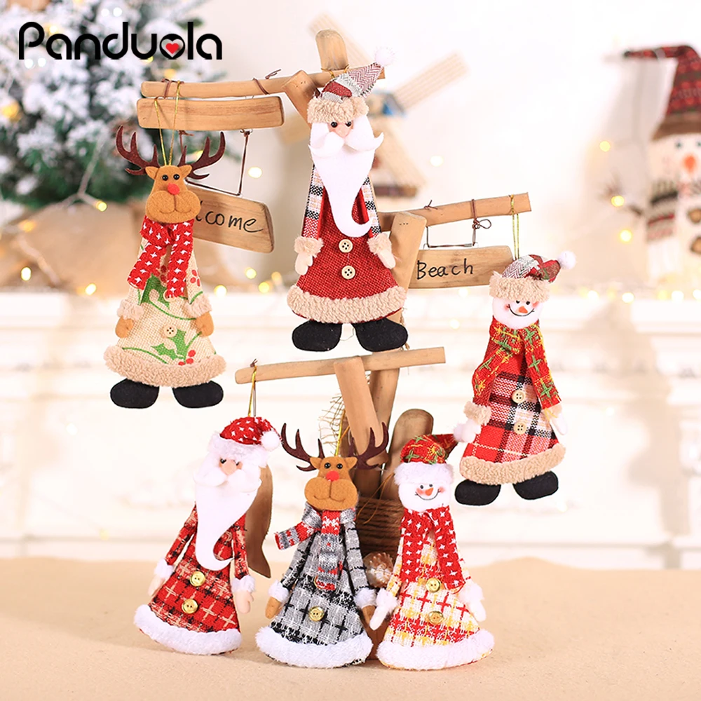 

Christmas Ornament Santa Claus Snowman Hanging Garland Xmas Tree Door Hanger Decoration WELCOME Fabrics Plate Pendant Supplies
