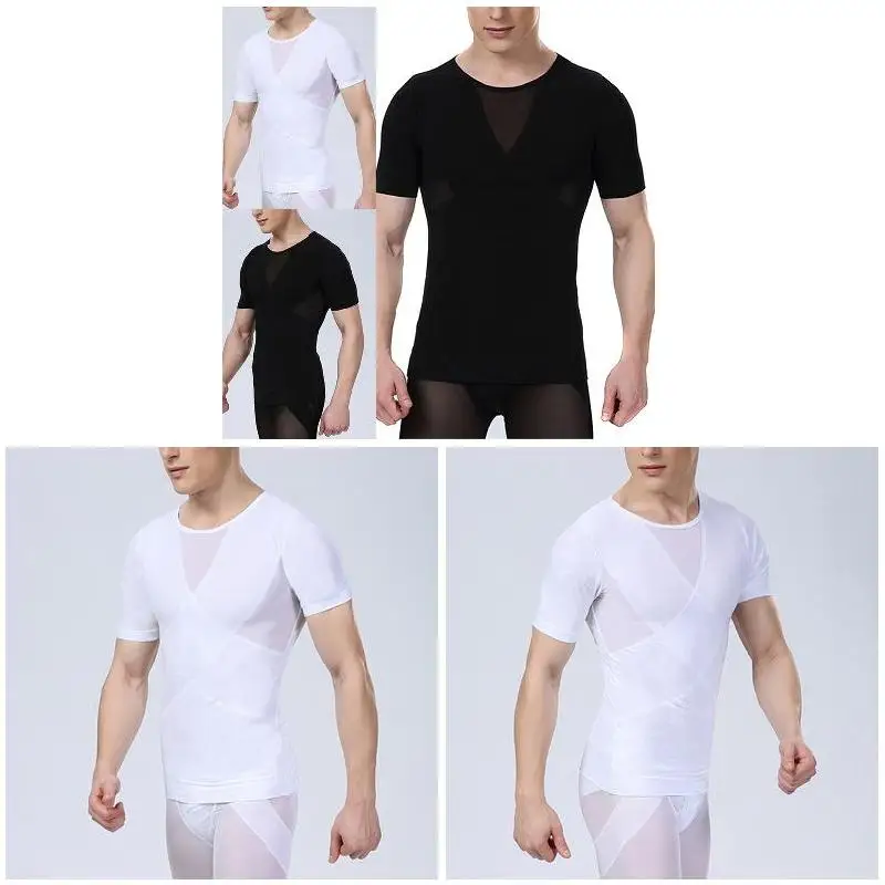 Мужское моделирующее белье Shaper компрессионная футболка с коротким рукавом Топ для лета ALS88