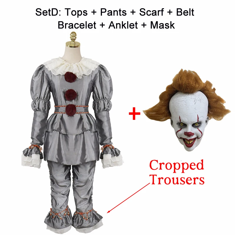 Disfraz de Cosplay de Pennywise del Joker aterrador, It Capítulo Dos 2 de Stephen King, máscara de payaso de terror, disfraz elegante para fiesta de Halloween para adultos