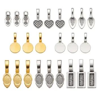 

Pandahall Tibetan Style Alloy Glue-On Flat Pad Pendant Bails for Jewelry Making DIY 200pcs/box