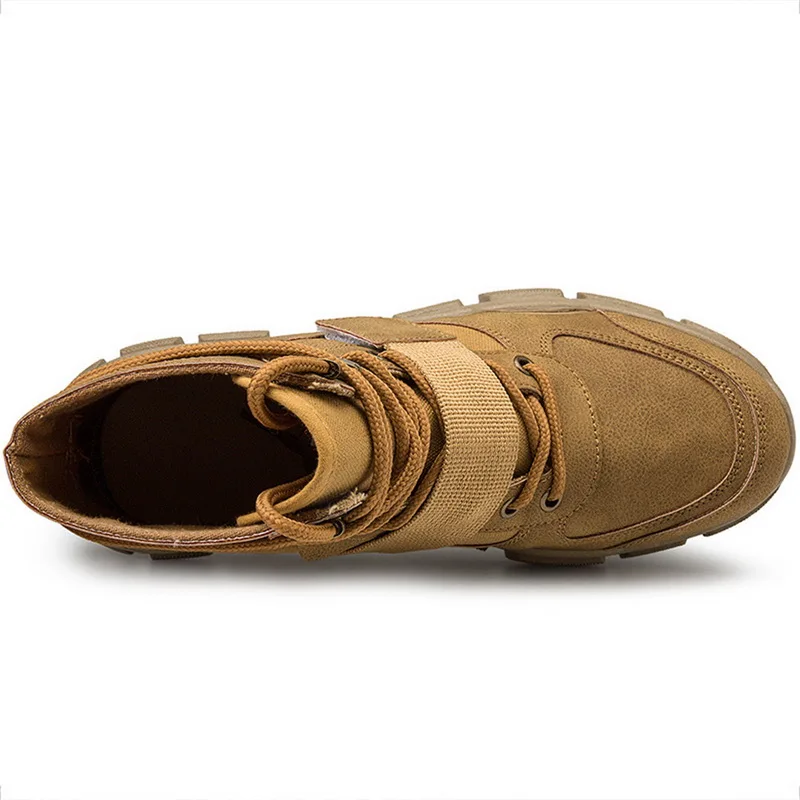 Зимняя обувь; высококачественные модные зимние мужские ботинки; теплые рабочие ботинки; мужские ботинки-дезерты на шнуровке; обувь с высоким берцем с круглым носком для мальчиков