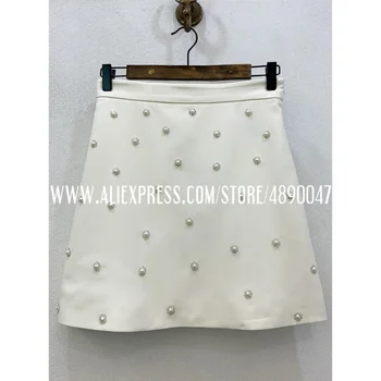 

Women's Skirts Fashion Manual beading Skirts High Quality Skirts 2020 spring summer high waist A-line skirt
