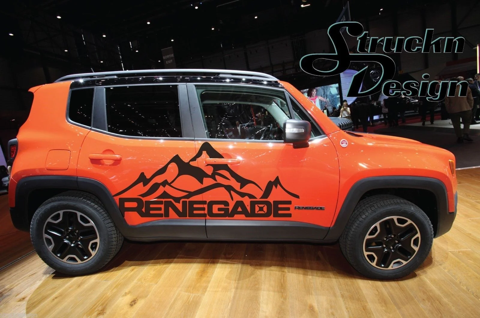 For 1set 2pcs Jeep Renegade Mountain Logo Door Graphic Vinyl Decal