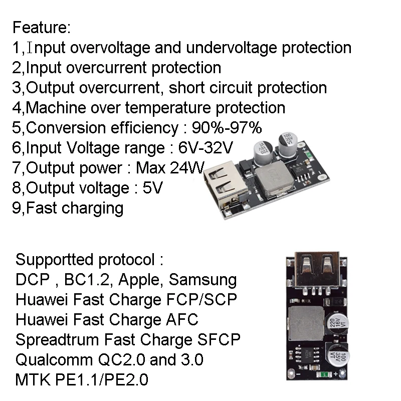 DC понижающий преобразователь USB QC3.0 QC2.0 зарядный адаптер модуль 6 32 в для быстрого