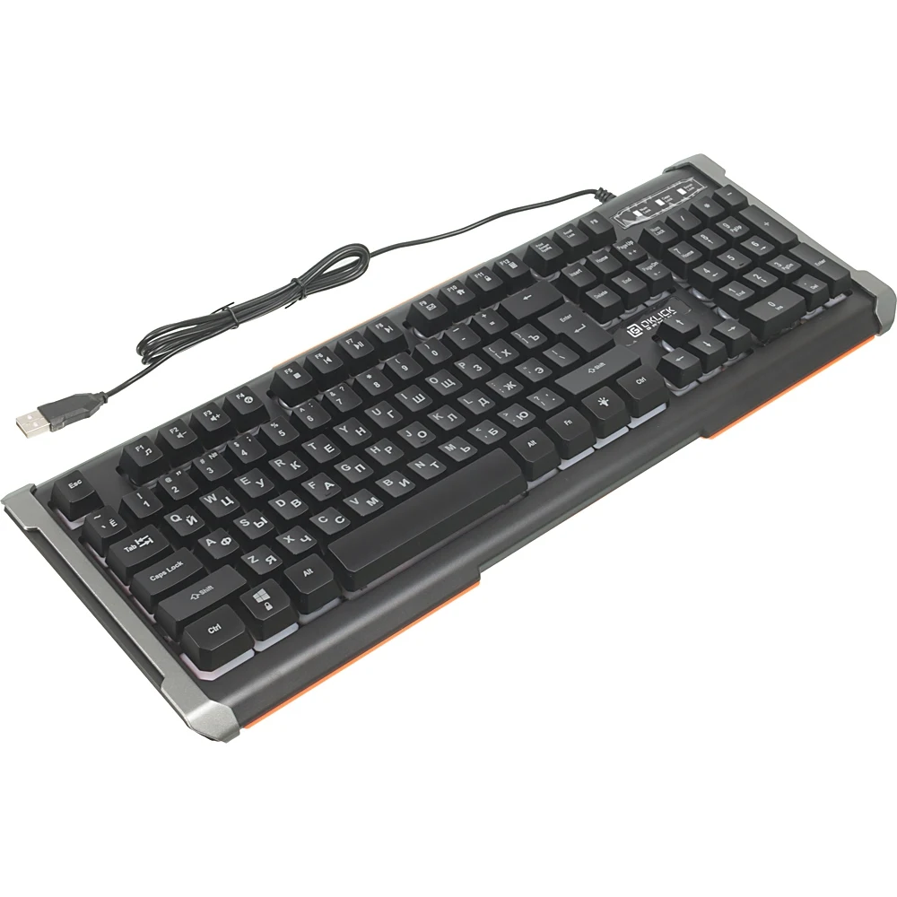 Клавиатура Oklick 717G BLACK DEATH черный/серый USB Multimedia for gamer LED