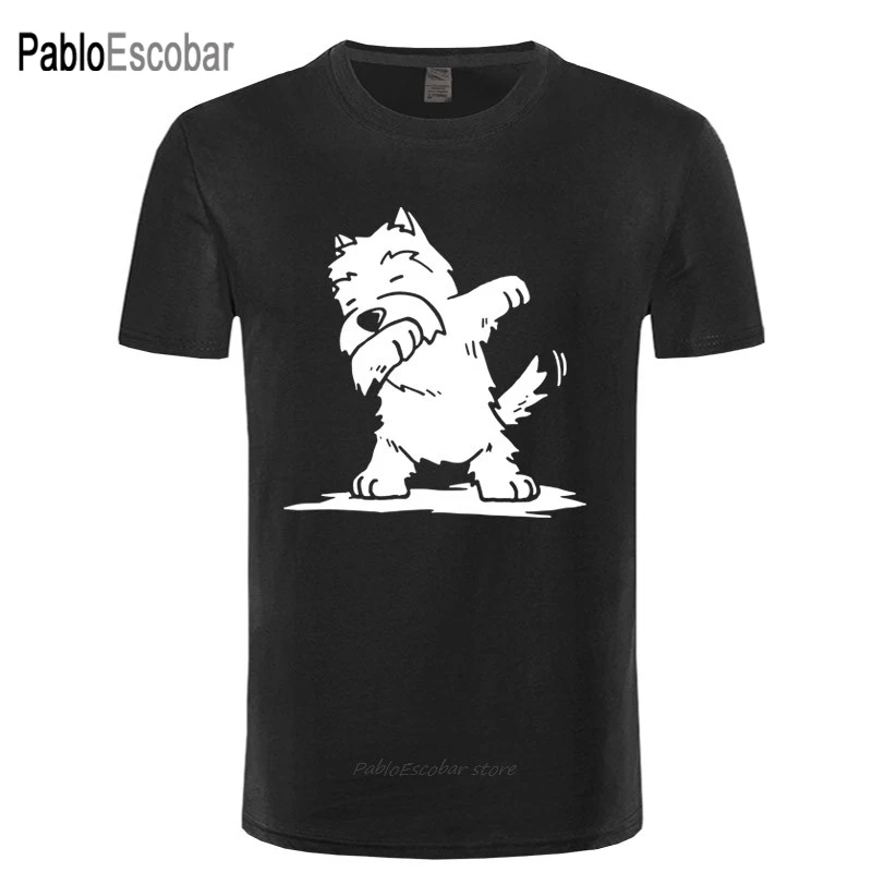 Westie футболка забавная Dabbing West Highland White Terrier Dog Мужская с короткими рукавами Пляжная
