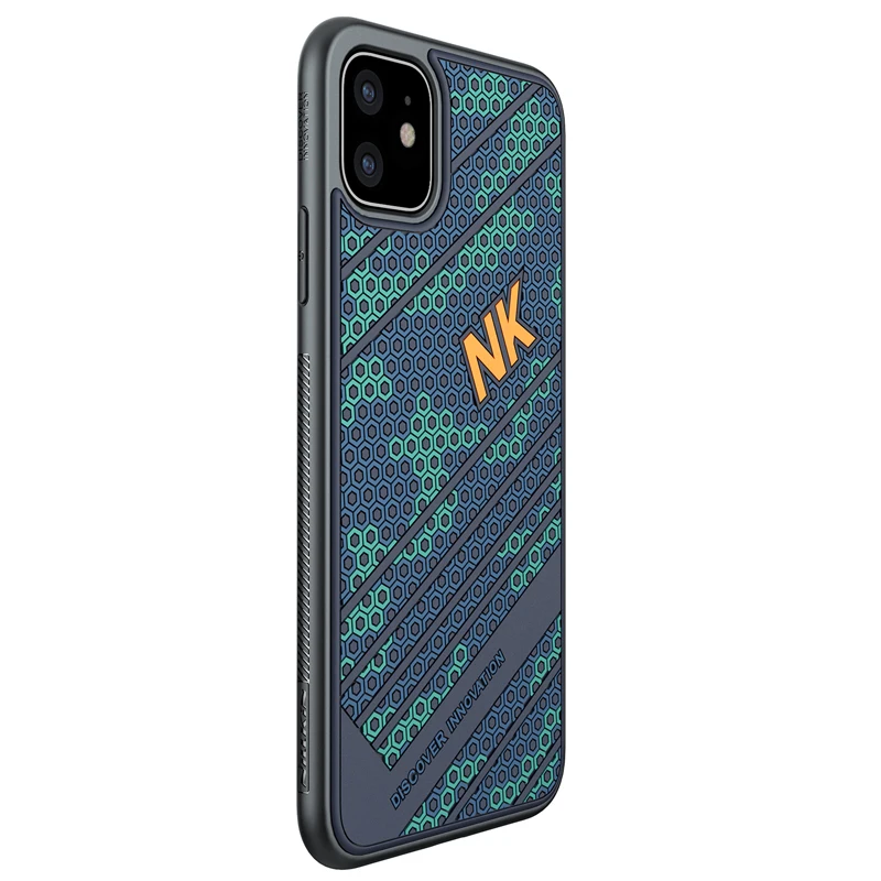 Blue-green NILLKIN для iPhone 11 Pro силиконовый PC чехол для телефона для iPhone 11 Pro Max 3D рельефный Силиконовый ТПУ противоударный чехол на заднюю панель - Цвет: Blue-green