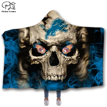 

Anime skull pattern Hooded Blanket Adult colorful child Sherpa Fleece Wearable Blanket Microfiber Bedding style