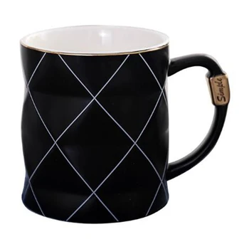 

Nordic Black and White Grid Geometry Ceramic Coffee Mug Porcelain Juice Drinking Cup Coffee Milk Tea Cup