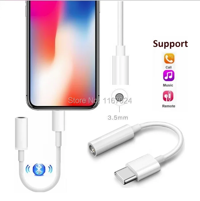 100pcs lot USB C Adapter Type C 8pin to 3 5mm Aux Audio Jack Earphone Headphone Cable USB for Iphone Xiaomi Samsung