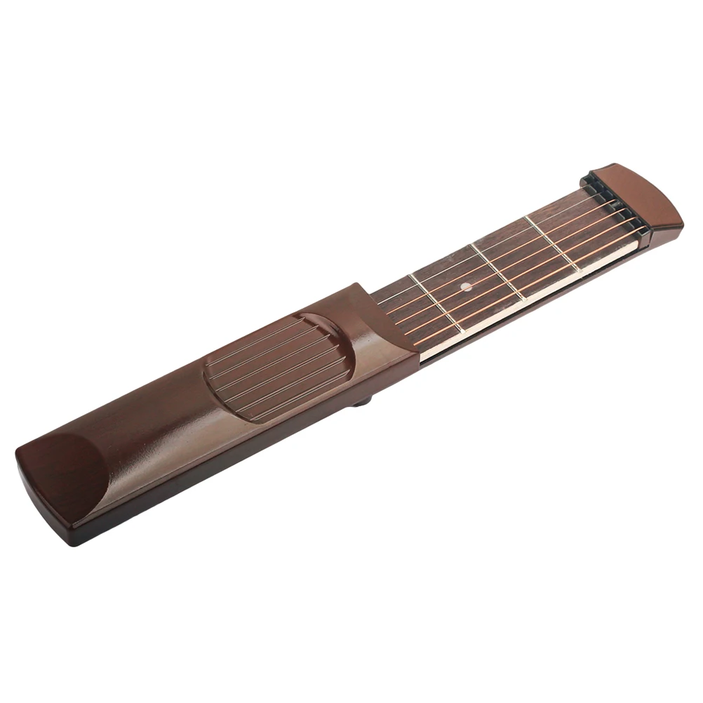 

Pocket Acoustic Guitar Practice Tool 6 String Fingerboard 4 Fret Chord Trainer Portable Gadget X06 (Brown)