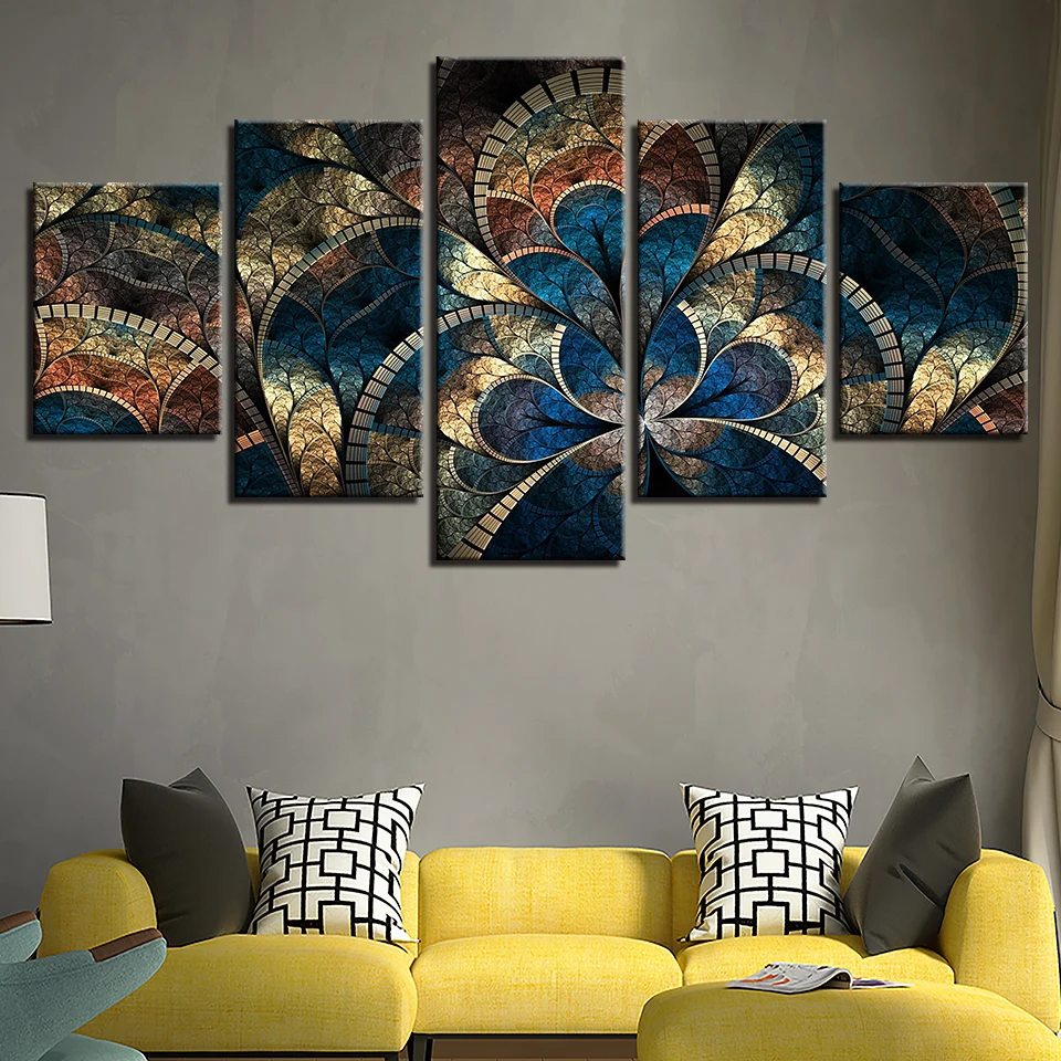 5 Pieces Abstract Flower diamond painting mosaic Diamond set embroidery rhinestones full square round drill 5d home wall art | Дом и сад