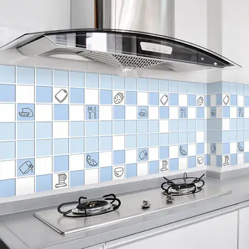 

Sticky Wallpaper Imitation Ceramic Tile Grid From Kitchen Stickers Waterproof and Oil Thickening The Bathroom Toilet Wallpaper