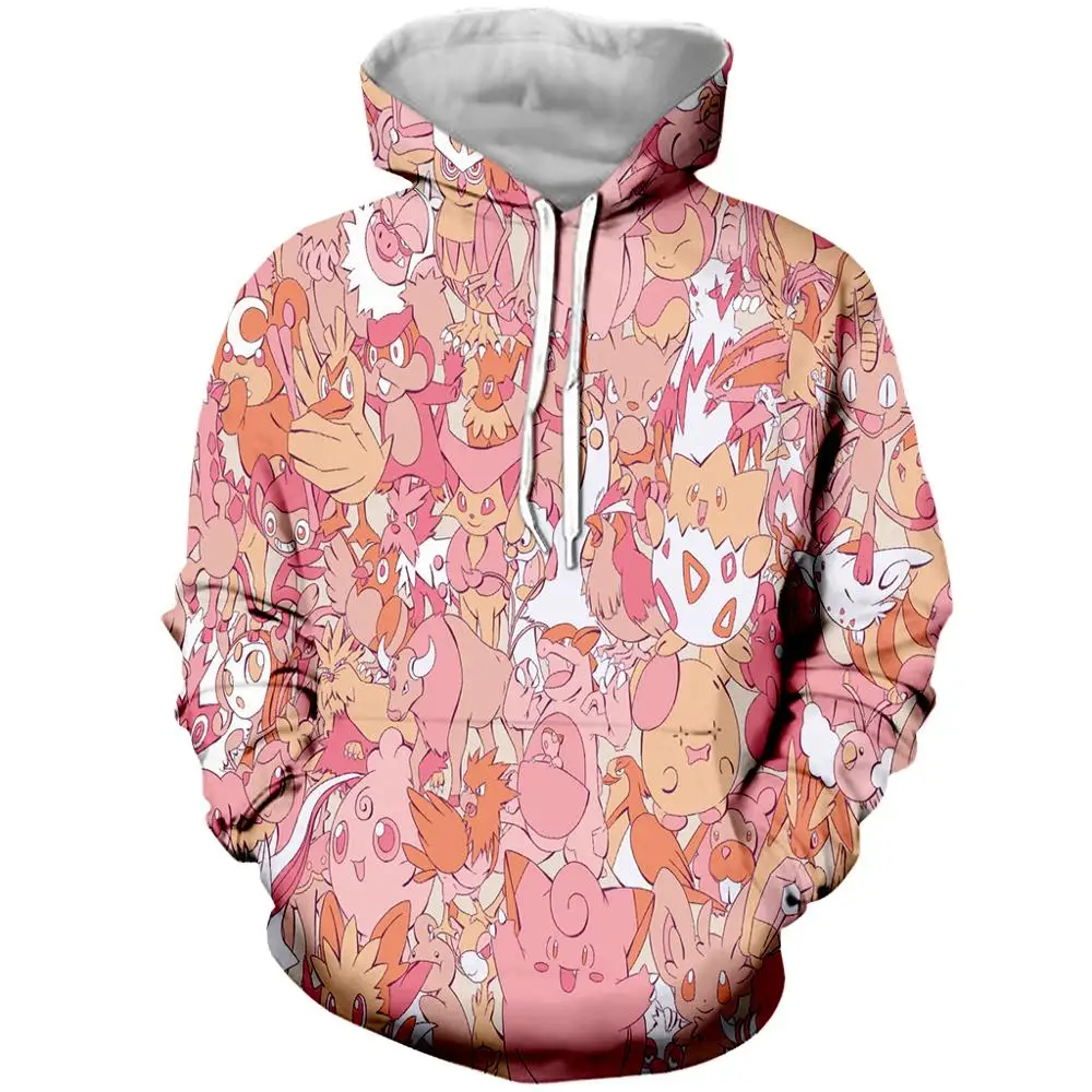 Pokemon 3D Print Pet Elf Hoodie Anime Pokemon Sports Leisure Harajuku Hoodie Pokemon Pikachu Men and women with the same hoodie